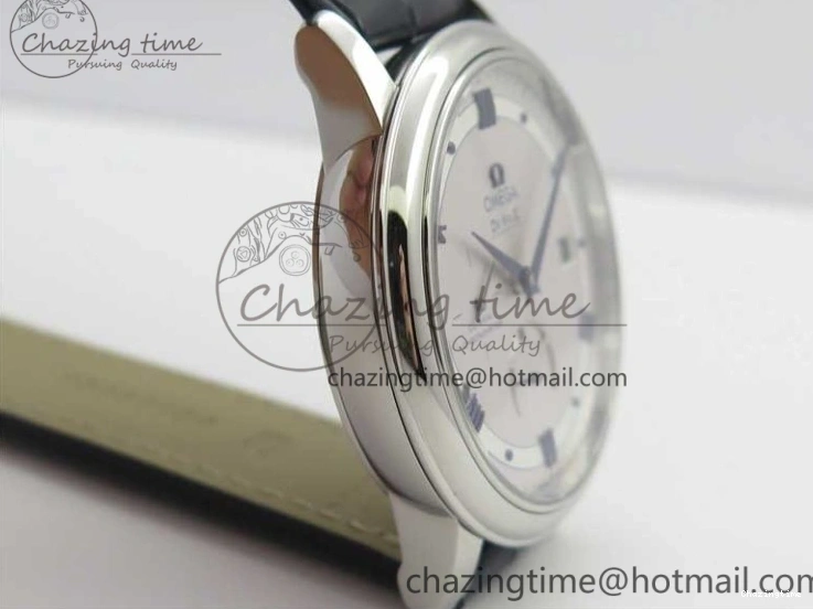 1218 Timeless De Ville Prestige Real PR SS ZF 1:1 Best Edition Gray Dial Blue Markers on Blue Leather Strap MIYOTA 7936